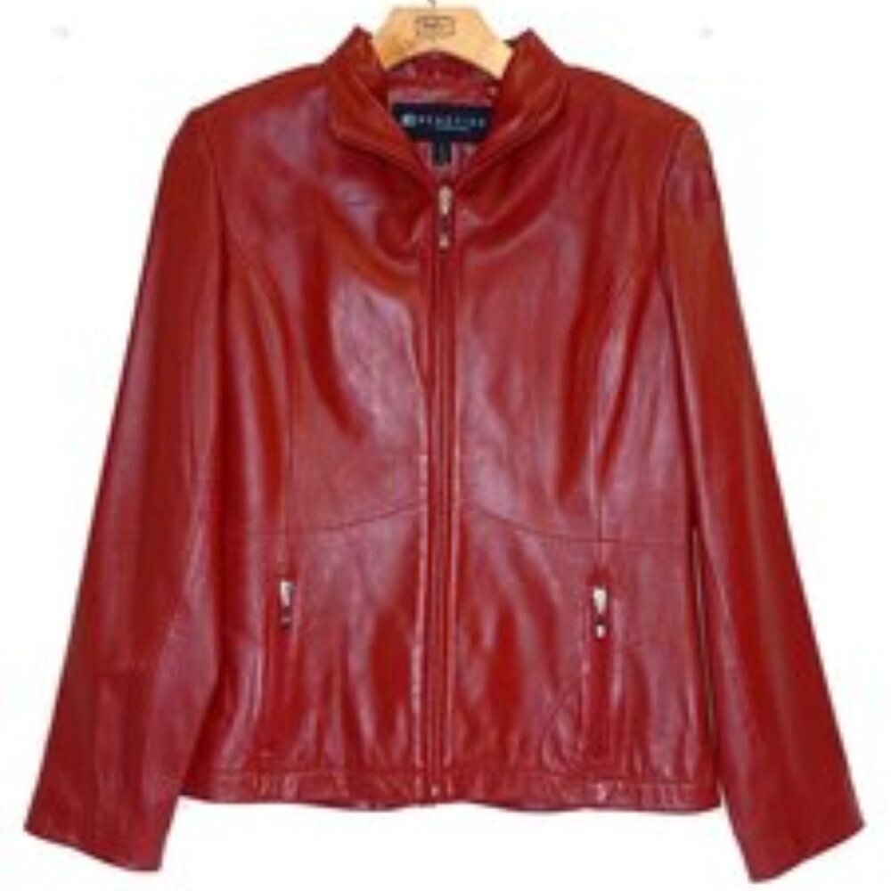Kennith Cole Zip Up 100% Leather Jacket